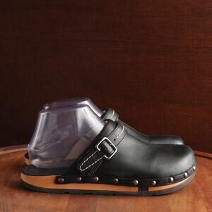 Kalso Earth Clogs Women SZ 8 BLK Shanti Leather Comfort Granola Boho Mule Shoes